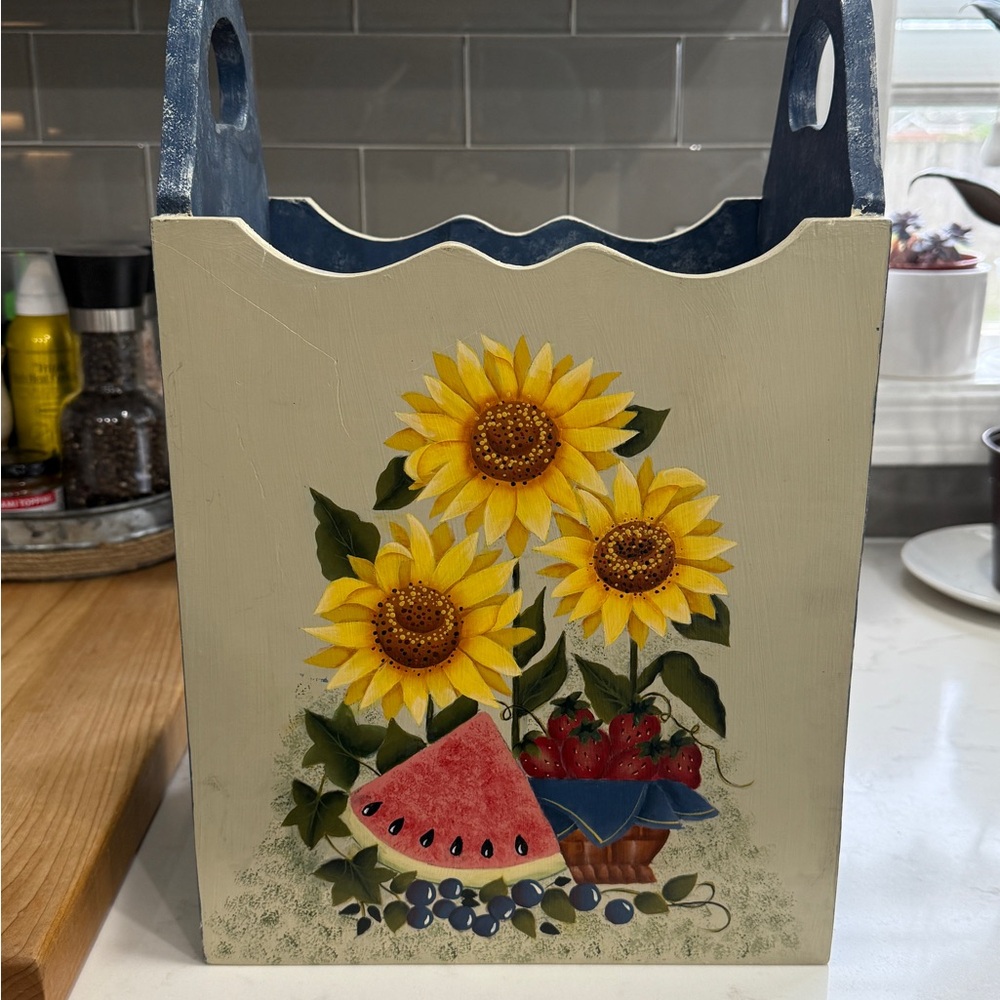 Cute Cottage Core Hand Painted Magazine Rack Holder